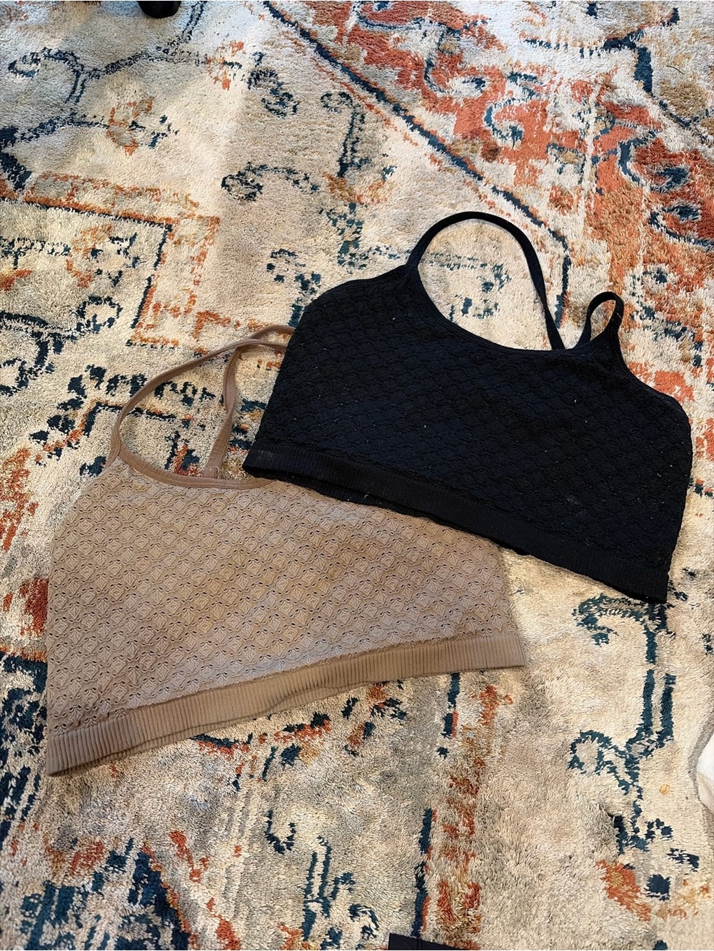 Colsie Seamless Lace Bralettes — Black and Taupe